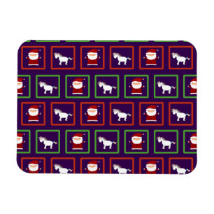 Purple unicorns santa claus pattern magnet