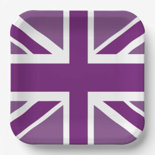 Purple Union Jack British Flag Paper Plate