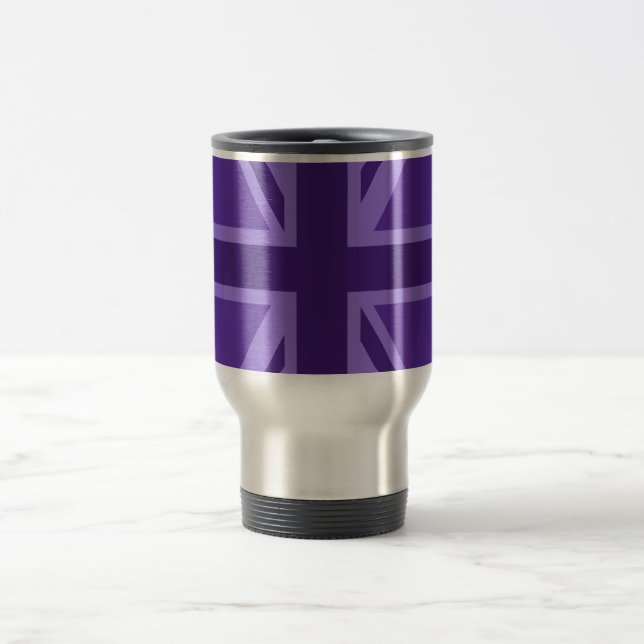 Purple Union Jack Design Travel Mug (Center)
