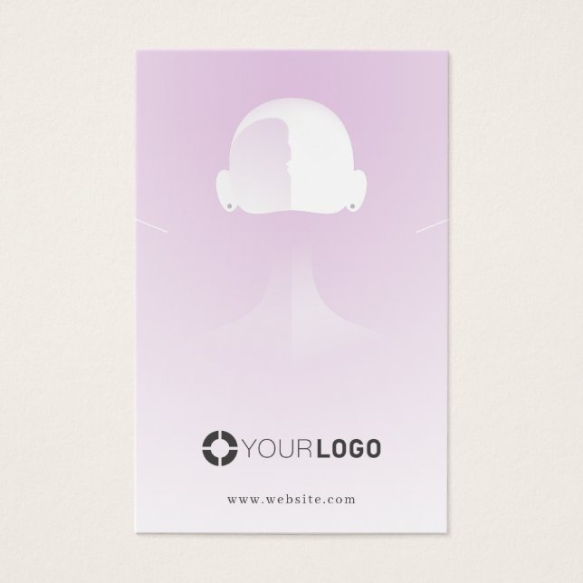 Purple unique portrait custom logo earring display (Front)