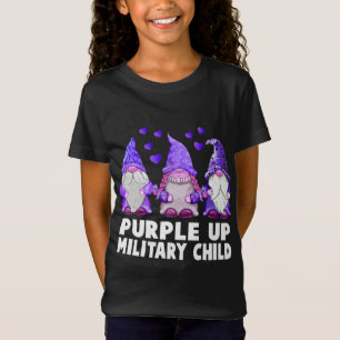 Purple Up For Military Child Kids Cute Gnomes T-Shirt