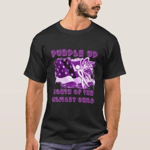 Purple Up For Military Child Month Camouflage USA T-Shirt
