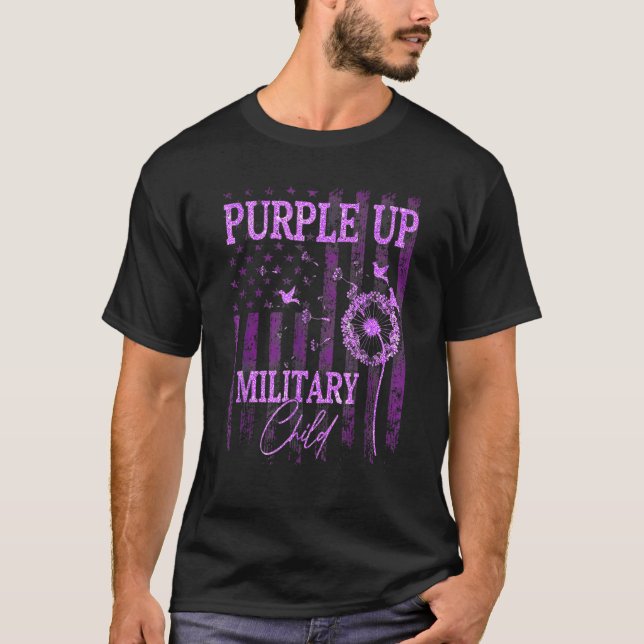 Purple Up For Military Child Month Dandelion Spark T-Shirt (Front)
