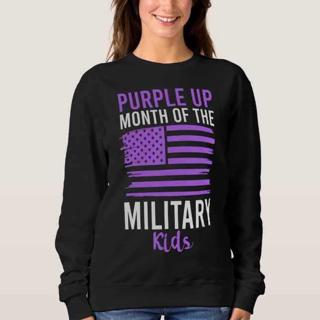 Purple Up For Military Kids Adult Cool American Fl Sweatshirt (Front)