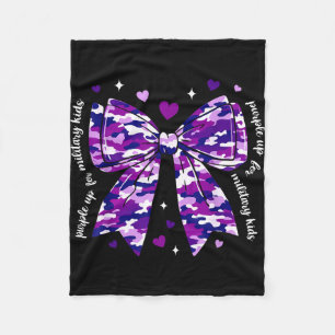 Purple up for military kids coquette bow military fleece blanket