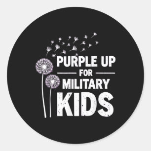 Purple Up For Military Kids Dandelion April Awaren Classic Round Sticker