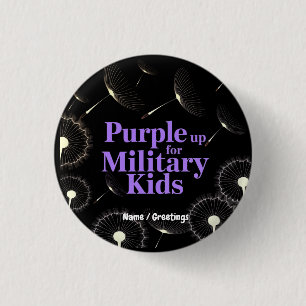 Purple Up for Military Kids Dandelion Show Support 3 Cm Round Badge
