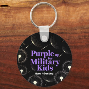Purple Up for Military Kids Dandelion Show Support Key Ring