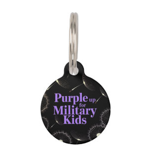 Purple Up for Military Kids Dandelion Show Support Pet Tag