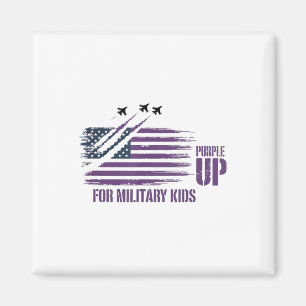 Purple Up For Military Kids Distressed American Fl Magnet