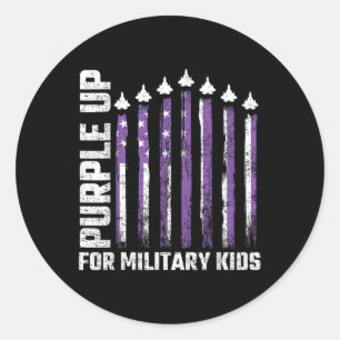 Purple Up For Military Kids Flag Military Child Mo Classic Round Sticker