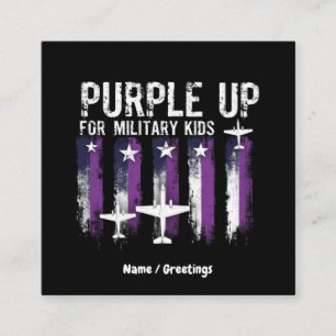 Purple Up For Military Kids Flag Show Your Support Square Business Card