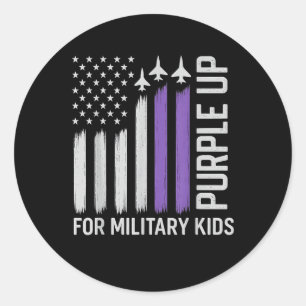 Purple Up For Military Kids Flag Usa Military Chil Classic Round Sticker