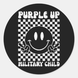 Purple Up For Military Kids Groovy Military Child  Classic Round Sticker