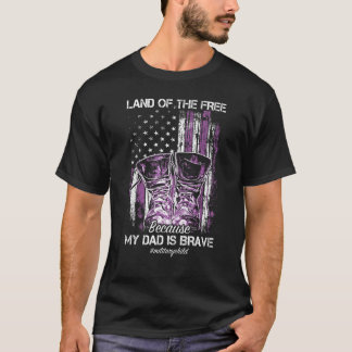 Purple Up For Military Kids Land Of The Free My Da T-Shirt