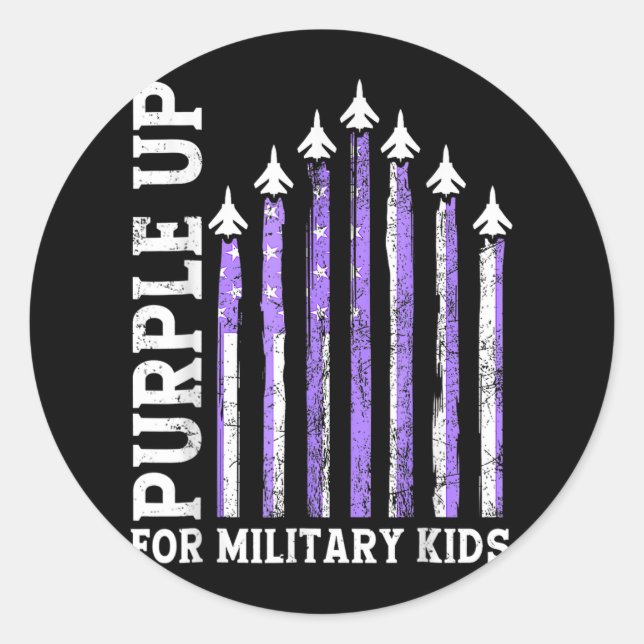Purple Up For Military Kids Military Child Month  Classic Round Sticker (Front)