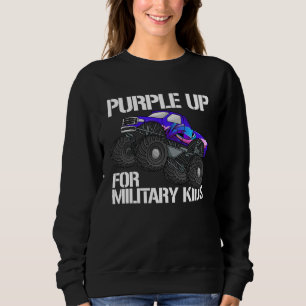 Purple Up For Military Kids Monster Truck Boys Pur Sweatshirt