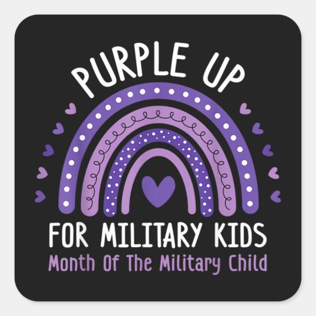 Purple Up For Military Kids Month of the Military Square Sticker (Front)