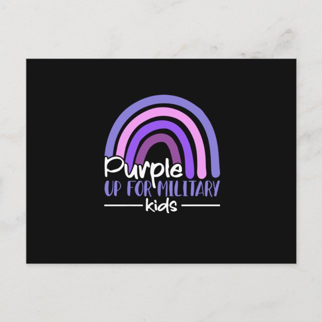 Purple up for military kids Rainbow Military child Announcement Postcard (Front)