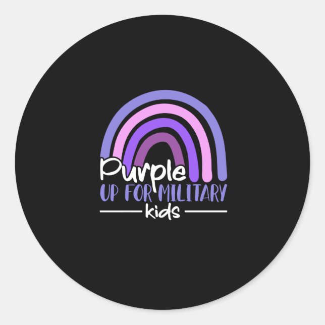 Purple up for military kids Rainbow Military child Classic Round Sticker (Front)
