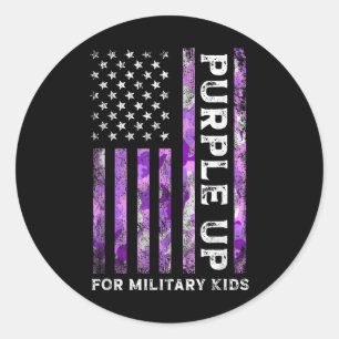 Purple Up For Military Kids Us Flag Military Child Classic Round Sticker
