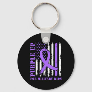 Purple Up For Military Kids Us Flag Military Child Key Ring