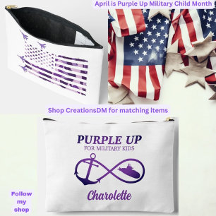 Purple Up for Military Kids USA Flag Personalised Accessory Pouch