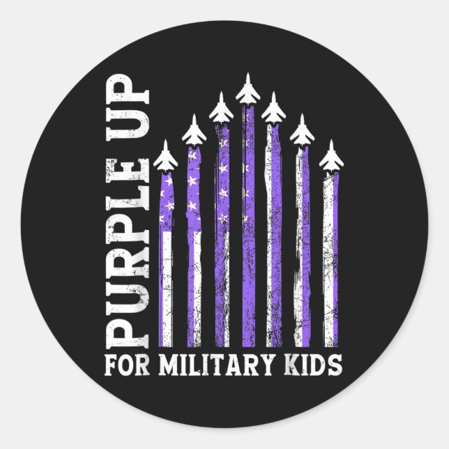 Purple Up For Military Military Child Month  Classic Round Sticker (Front)