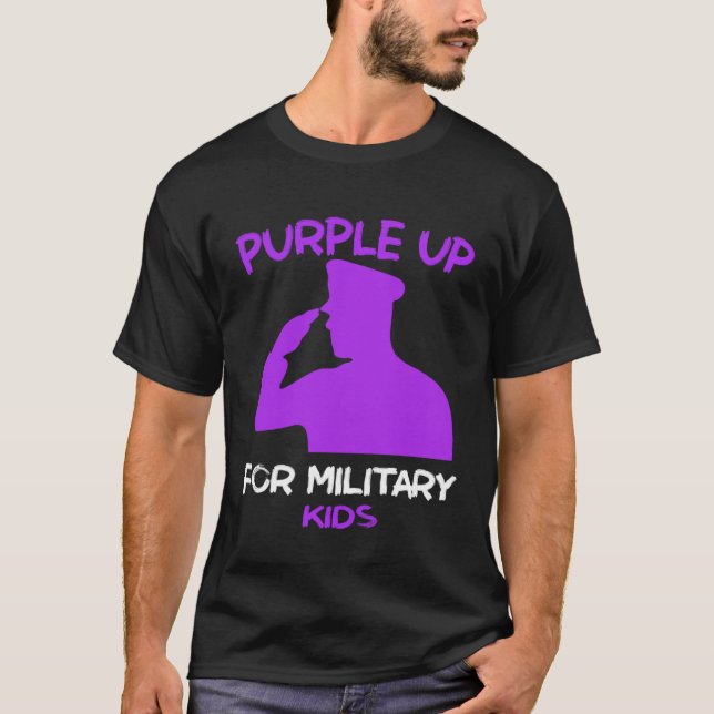 Purple Up In April Month Military Child MOMC Milit T-Shirt (Front)