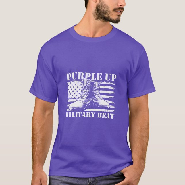 Purple Up Military Brat Military Child Month Kids  T-Shirt (Front)