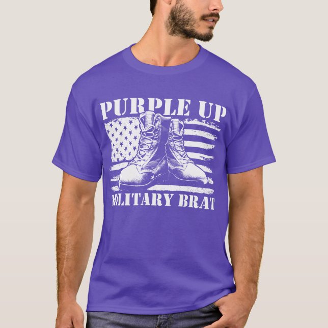 Purple Up Military Brat Military Child Month Kids T-Shirt (Front)