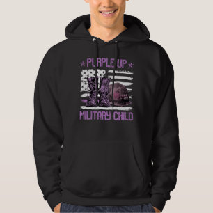 Purple Up Military Child Kids Month American Flag Hoodie