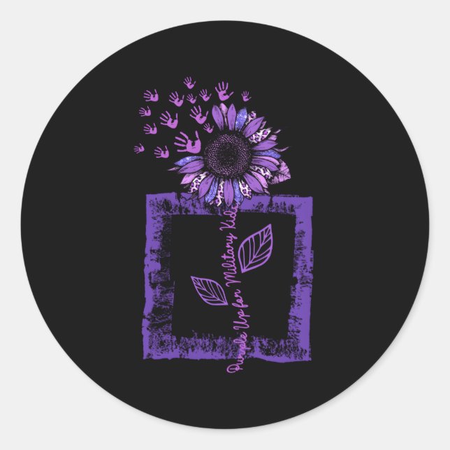 Purple Up Military Child Leopard Bleached Classic Round Sticker (Front)