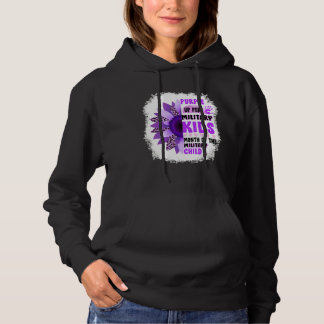 Purple Up Military Child Leopard Sunflower Bleache Hoodie