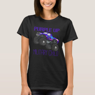 Purple Up Military Child Monster Truck Boys Purple T-Shirt