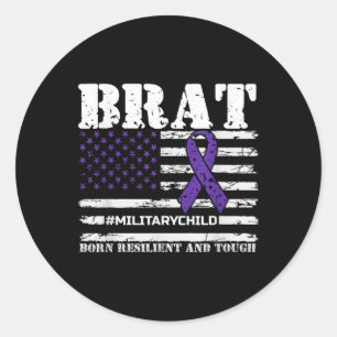 Purple Up Military Child Month Proud Brat Kids Ame Classic Round Sticker