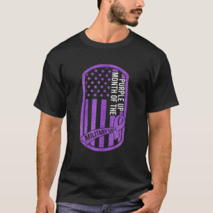 Purple Up Military Child Month Sparkle USA Flag T-Shirt