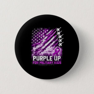 Purple up military kids april awareness usa flag  6 cm round badge