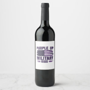 Purple Up Military Kids Awreness Month  Wine Label