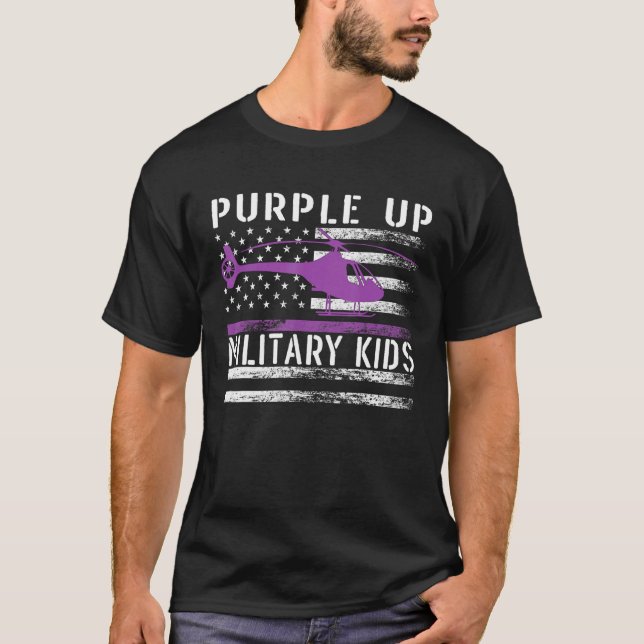 Purple Up Military Kids Helicopter Pilot Military  T-Shirt (Front)