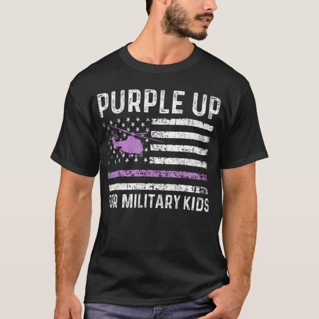 Purple Up Military Kids Military Child Retro Ameri T-Shirt (Front)
