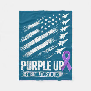 Purple up military kids month of military child fleece blanket