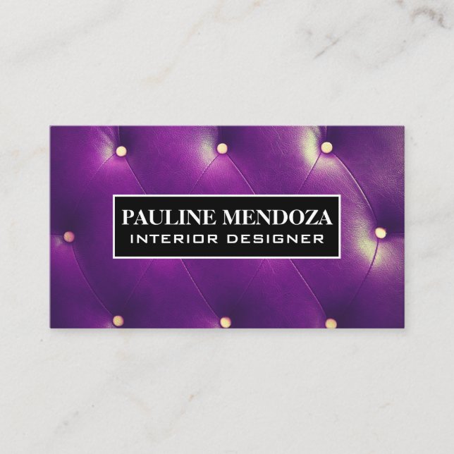 Purple Upholstery | Button Interior Padding Business Card (Front)