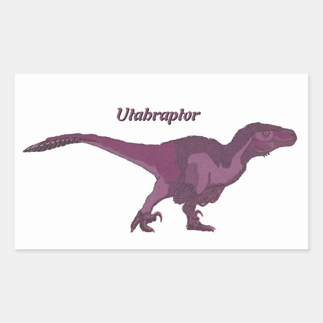 Purple Utahraptor Right Rectangular Sticker (Front)