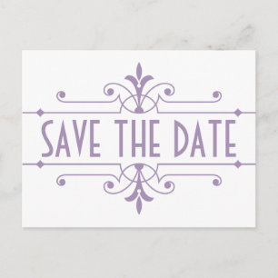 Purple v2 Fancy Ornamental Save the Date Postcard