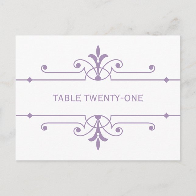 Purple v2 Fancy Ornamental Table Number Postcard (Front)
