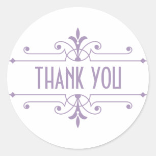 Purple v2 Fancy Ornamental Thank You Stickers