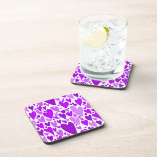 Purple Valentine's hearts Cork Coaster