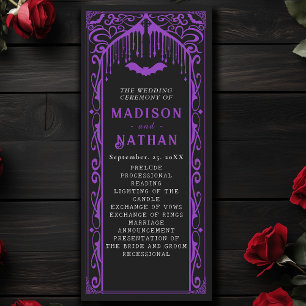 Purple Vampire Cathedral Gothic Wedding Programme
