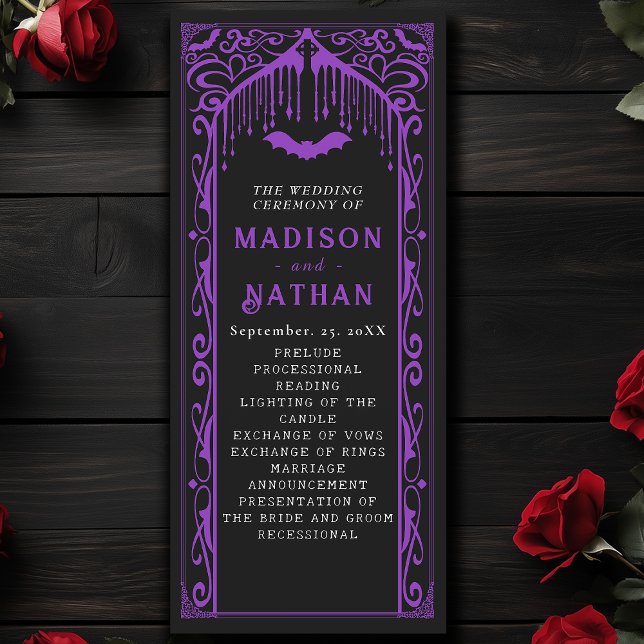 Purple Vampire Cathedral Gothic Wedding Programme (Creator Uploaded)